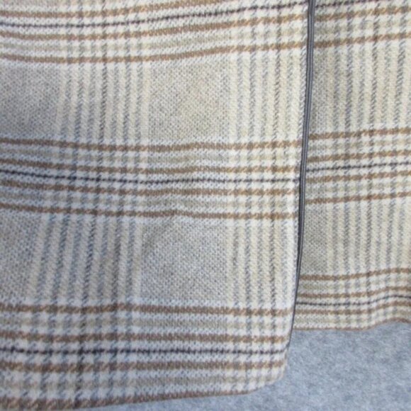 DKNY Women's Plaid Wool-Blend Pea Coat Academia Collar Outwear Jacket Tan M 1198 - Picture 8 of 14